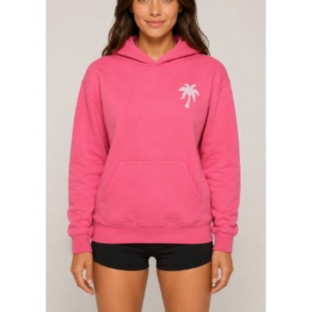 Pink Palm Puff Women's Sonic Pink Hawaii Hibiscus Pullover Hoodie Size XS NWOT